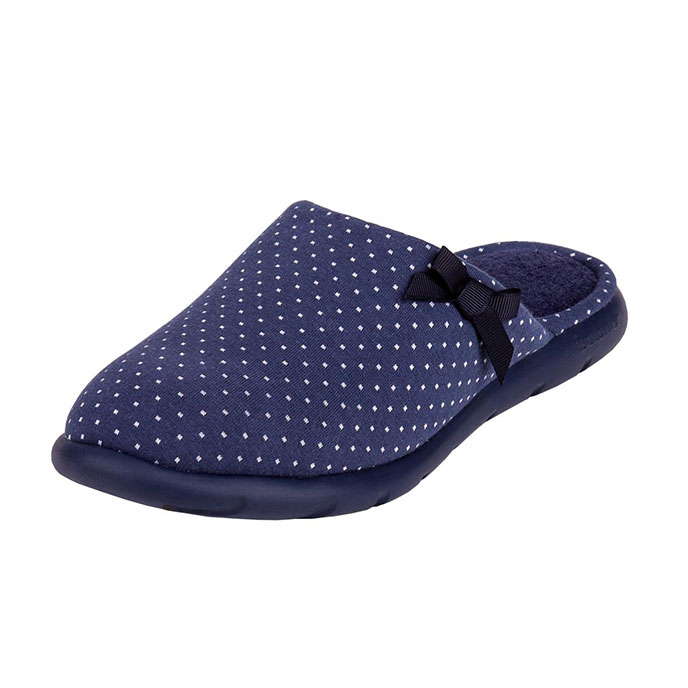 Isotoner Ladies iso-flex Spotted Mules Navy Spot Extra Image 2